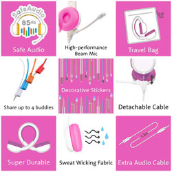 Picture of BuddyPhones School+ Safe Audio School Headphones for Kids Pink