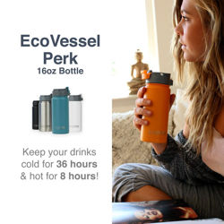 Picture of Ecovessel The Perk - 16 oz Tumbler with Locking Lid & Strainer 473ml Slate Gray