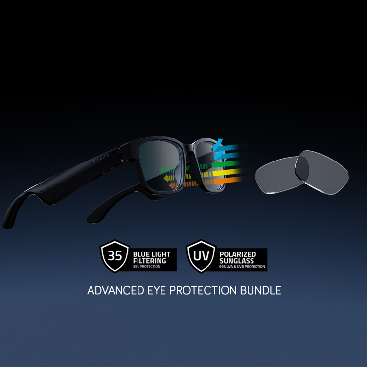 صورة Razer Anzu - Smart Glasses (Rectangle Blue Light + Sunglass) - Size L_RZ82-03630200-R3M1
