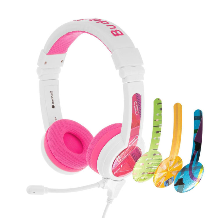 Picture of BuddyPhones School+ Safe Audio School Headphones for Kids Pink