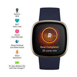 Picture of Fitbit Versa 3 Fitness Smartwatch - Midnight/Soft Gold Aluminum