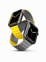 Picture of UNIQ REVIX REVERSIBLE MAGNETIC APPLE WATCH STRAP 45/44/42MM 
LEMON (YELLOW/GREY)"