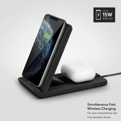 Picture of UNIQ VERTEX DUO 2 IN 1 FAST WIRELESS CHARGER 15W CHARCOAL 
(DARK GREY)"