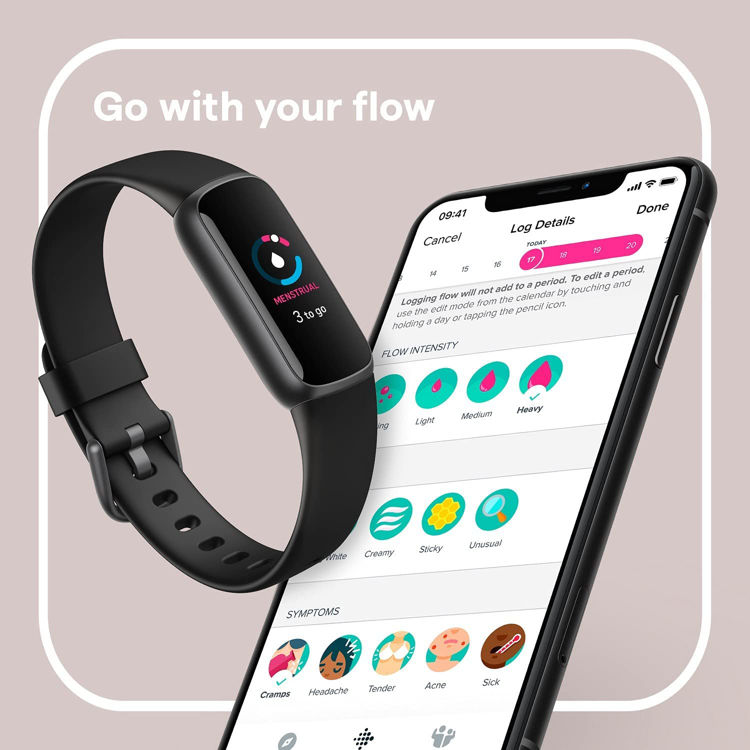 صورة Fitbit Luxe Fitness and Wellness Smartwatch, Black/Graphite Stainless Steel
