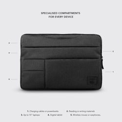 Picture of UNIQ CAVALIER 2-IN-1 LAPTOP SLEEVE (UP TO 15 INCH) CHARCOAL 
(BLACK)"