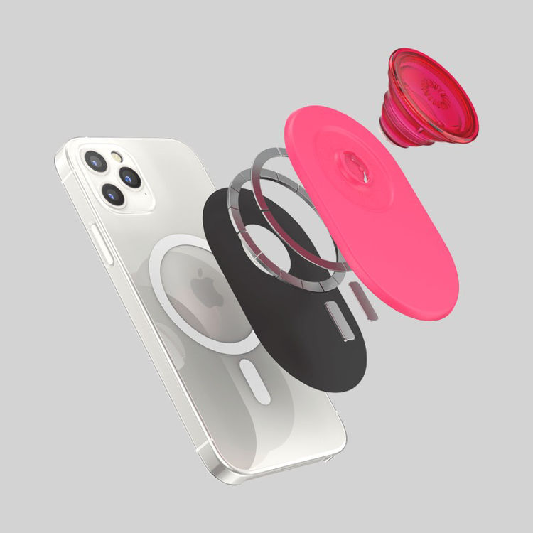 Picture of PopSockets: PopGrip for MagSafe Phone Stand and Grip - Translucent Neon Pink