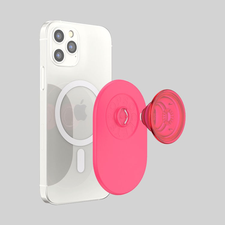 Picture of PopSockets: PopGrip for MagSafe Phone Stand and Grip - Translucent Neon Pink