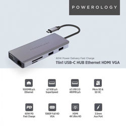 Picture of Powerology 11 in 1 USB-C VGA, Ethernet and HDMI Hub