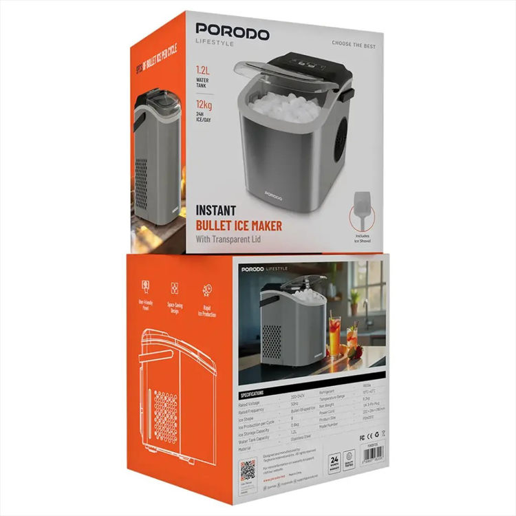 Picture of PORODO LIFESTYLE 1.2 LTR STAINLESS STEEL BULLET ICE MAKER