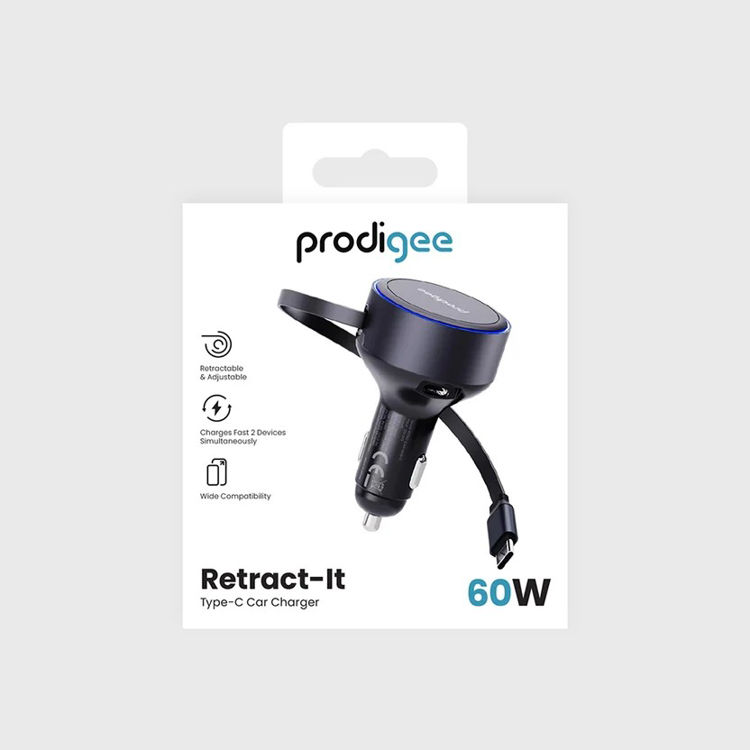 Picture of Prodigee - Energee Retract-it Type C Car Charger 60w - Black