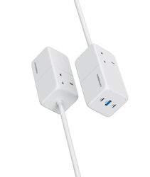 Picture of Powerology 65W Power Strip With Dual Power Sockets - White