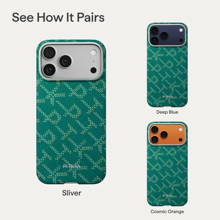Picture of PITAKA Monogram-Gold/Green Ultra-Slim Case for iPhone 17 Pro max_KI1701PTKP