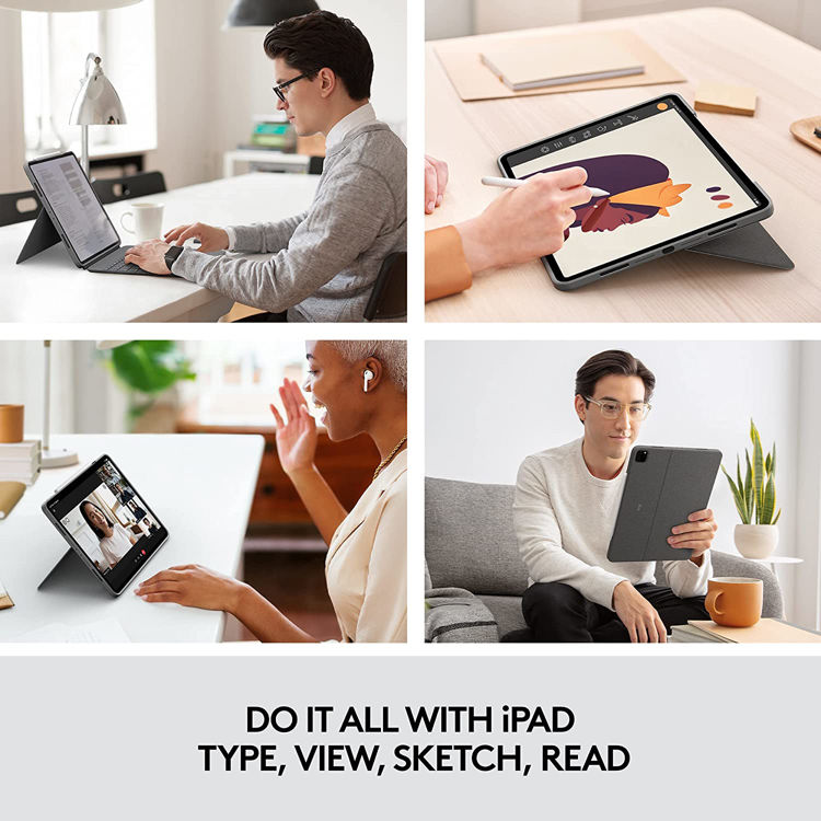 صورة Logitech Combo Touch for iPad Pro 12.9-inch (5th generation) Grey Smart Connector QWERTY Arabic