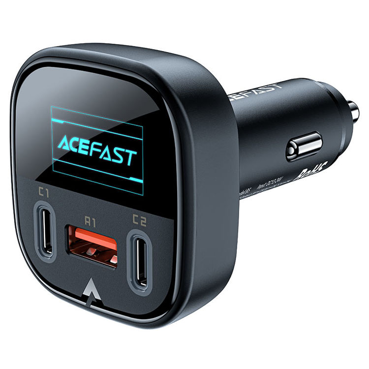 صورة Acefast Fast Car Charger 101W (2xUSB-C+USB-A) with OLED Smart Display