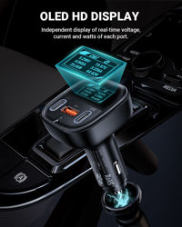 Picture of Acefast Fast Car Charger 101W (2xUSB-C+USB-A) with OLED Smart Display