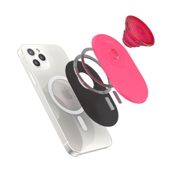 Picture of PopSockets: PopGrip for MagSafe Phone Stand and Grip - Translucent Neon Pink