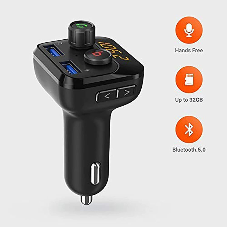 Picture of PORODO WIRELESS FM TRANSMITTER CAR CHARGER 3.4A WITH BASS BOOST _BLACK