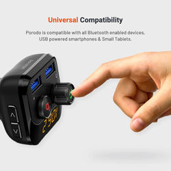 Picture of PORODO WIRELESS FM TRANSMITTER CAR CHARGER 3.4A WITH BASS BOOST _BLACK