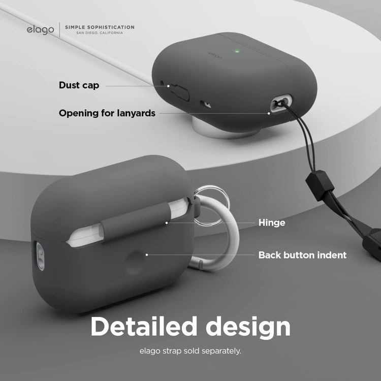 Picture of Elago Silicone Hang Case for AirPods Pro 2nd Gen - Dark Gray