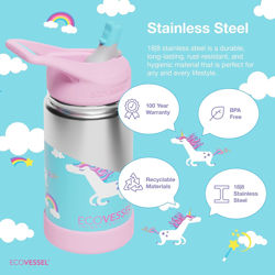 Picture of FROST 12oz Kids Trimax Straw Top Stainless Steel BPA Free Unicorn_FRST12UN