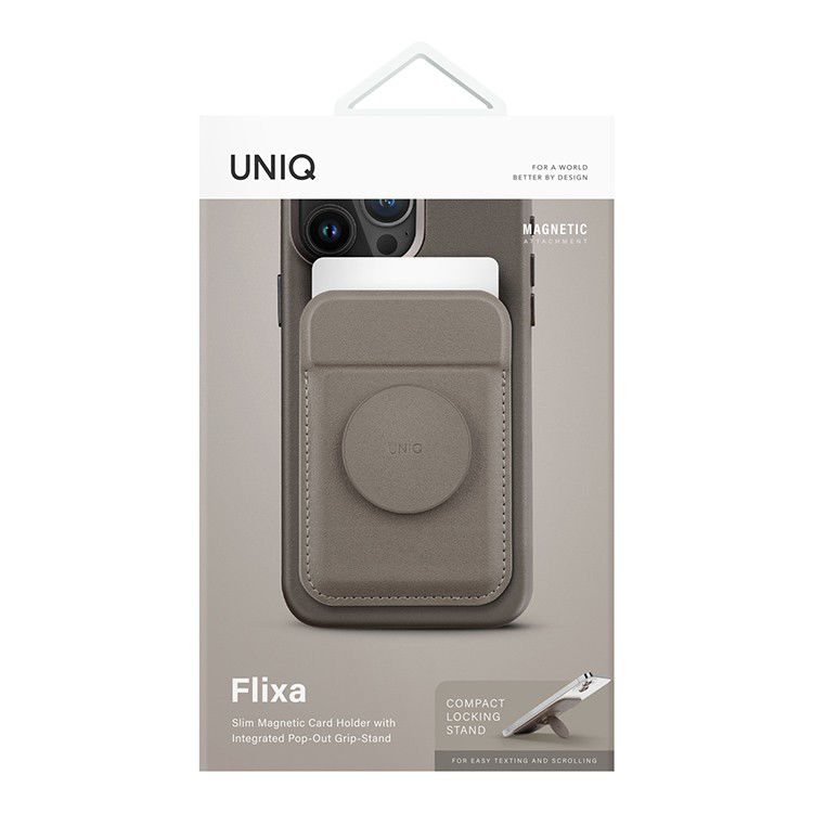 Picture of UNIQ FLIXA MAGNETIC CARD HOLDER AND POP-OUT GRIP-STAND - FLINT GREY (GREY)