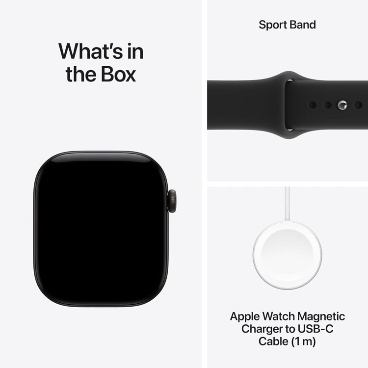 Picture of Apple Watch Series 12 GPS, 42mm Black Aluminum Case with Black Sport Band – S/M
