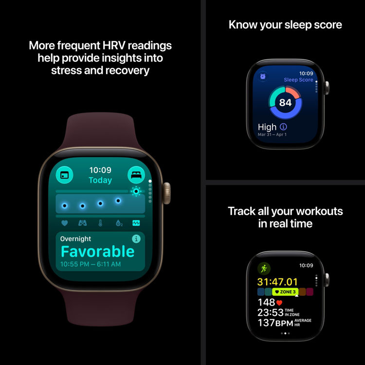 Picture of Apple Watch Series 12 GPS 42mm Light Gold Aluminium Case with Sand Sport Band - M/L