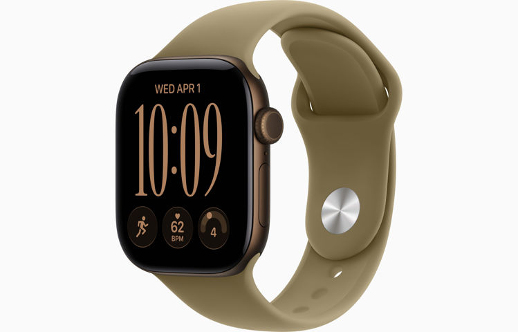 Picture of Apple Watch Series 12 GPS 42 mm Dark Bronze Aluminum Case with Olive Sport Band - S/M