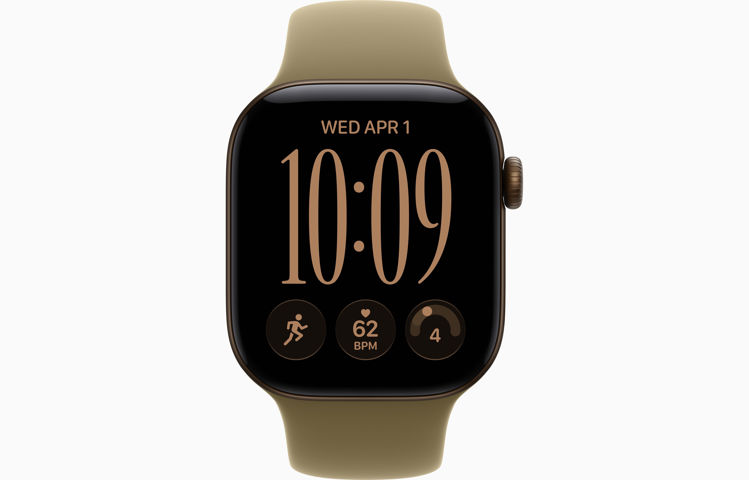 Picture of Apple Watch Series 12 GPS 42 mm Dark Bronze Aluminum Case with Olive Sport Band - S/M