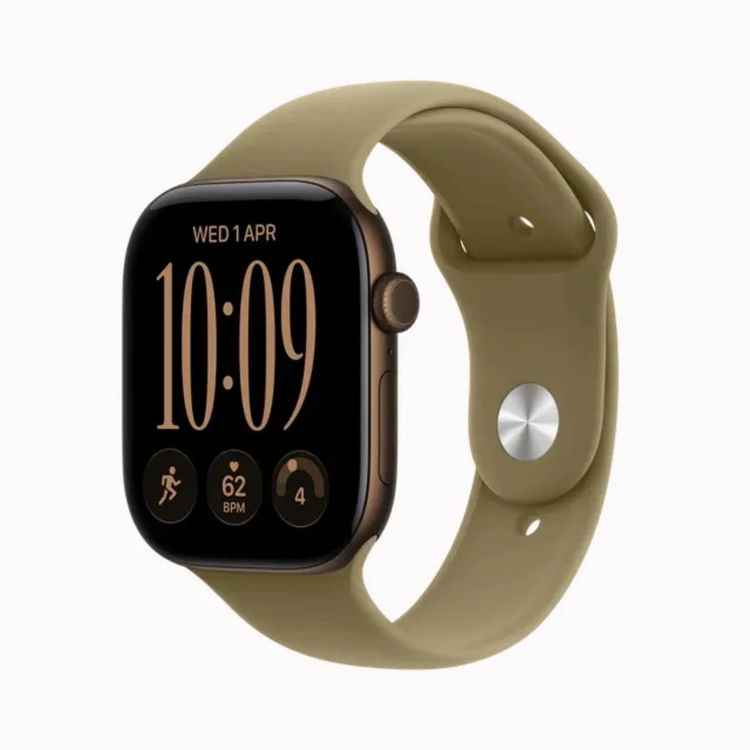 Picture of Apple Watch Series 12 GPS, 46mm Dark Bronze Aluminum Case with Olive Sport Band – M/L