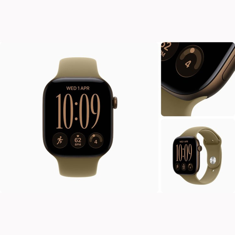 Picture of Apple Watch Series 12 GPS, 46mm Dark Bronze Aluminum Case with Olive Sport Band – M/L