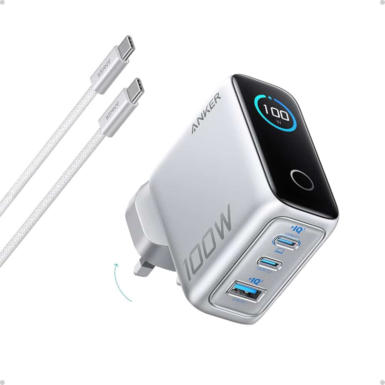Picture of Anker Charger 100W 3Ports Smart display B121BK (silver)