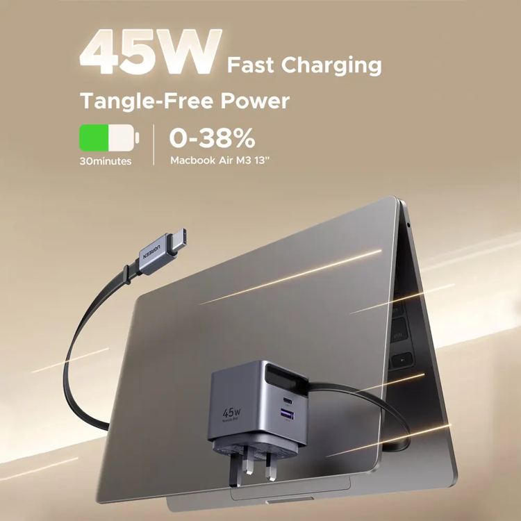 Picture of UGREEN Nexode Pro 45W Charger with Retractable USB-C Cable