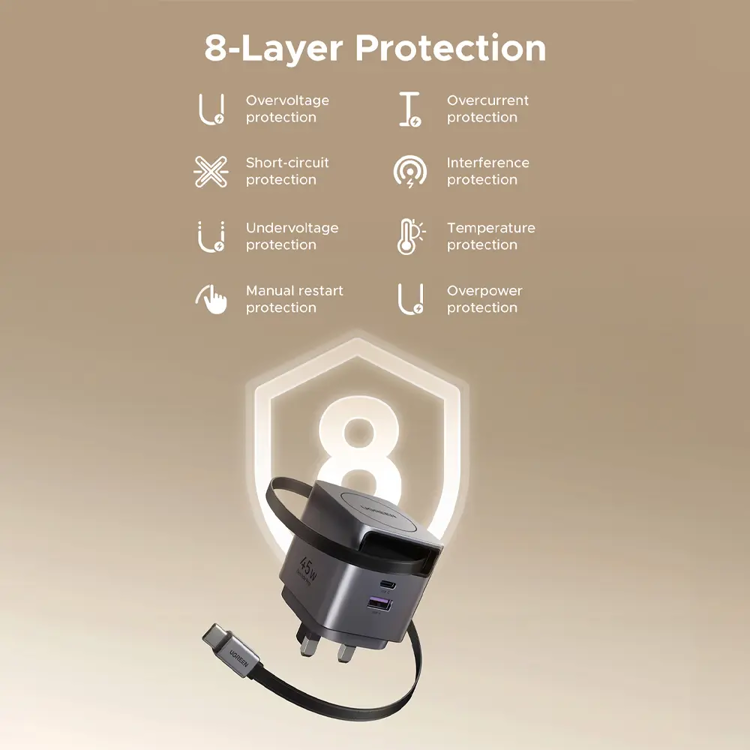 Picture of UGREEN Nexode Pro 45W Charger with Retractable USB-C Cable