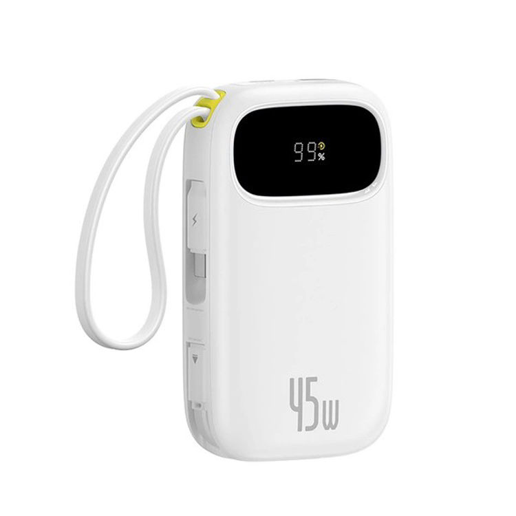 Picture of Baseus EnerFill FC31 QPow3 20000mAh 45W Powerbank with Digital Display and 2 Built-in Cables (USB-C + Lightning) - White