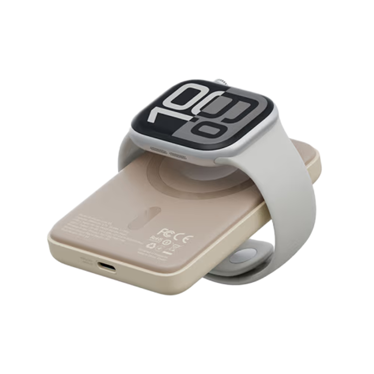 Picture of Energea X Bazic GoPower Snap 5K 3-in-1 5,000 mAh 20W PD Wired and 15W Wireless Fast Charging Magsafe Powerbank - Brown