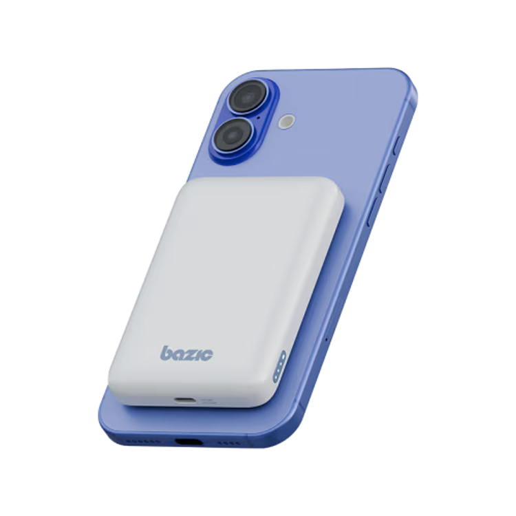 Picture of Energea X Bazic GoPower Snap 5K 3-in-1, 5000 mAh 20W PD Wired and 15W Wireless Fast Charging Magsafe Powerbank - White