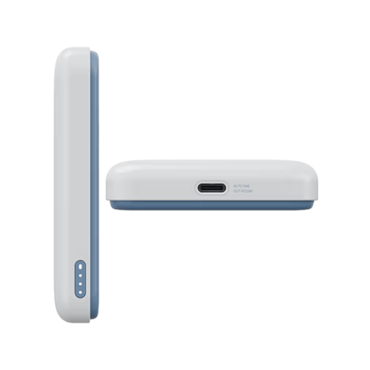 Picture of Energea X Bazic GoPower Snap 5K 3-in-1, 5000 mAh 20W PD Wired and 15W Wireless Fast Charging Magsafe Powerbank - White
