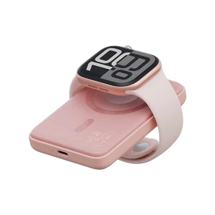 Picture of Energea X Bazic GoPower Snap 5K 3-in-1 5,000 mAh 20W PD Wired and 15W Wireless Fast Charging Magsafe Powerbank - Pink