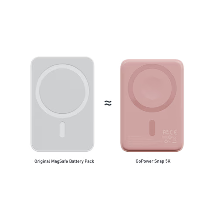 Picture of Energea X Bazic GoPower Snap 5K 3-in-1 5,000 mAh 20W PD Wired and 15W Wireless Fast Charging Magsafe Powerbank - Pink