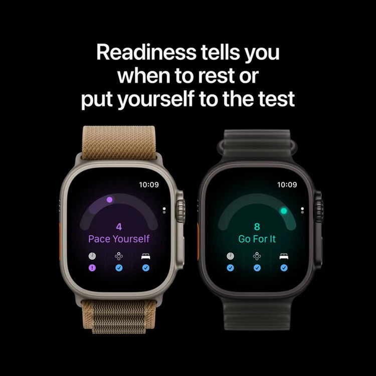 Picture of Apple Watch Ultra 4 GPS + Cellular, 49mm Black Titanium Case with Burgundy Trail Loop – M/L