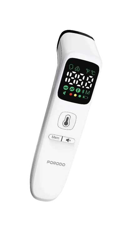 Picture of Porodo Infrared Thermometer for Object and Forehead with LED Display - White 