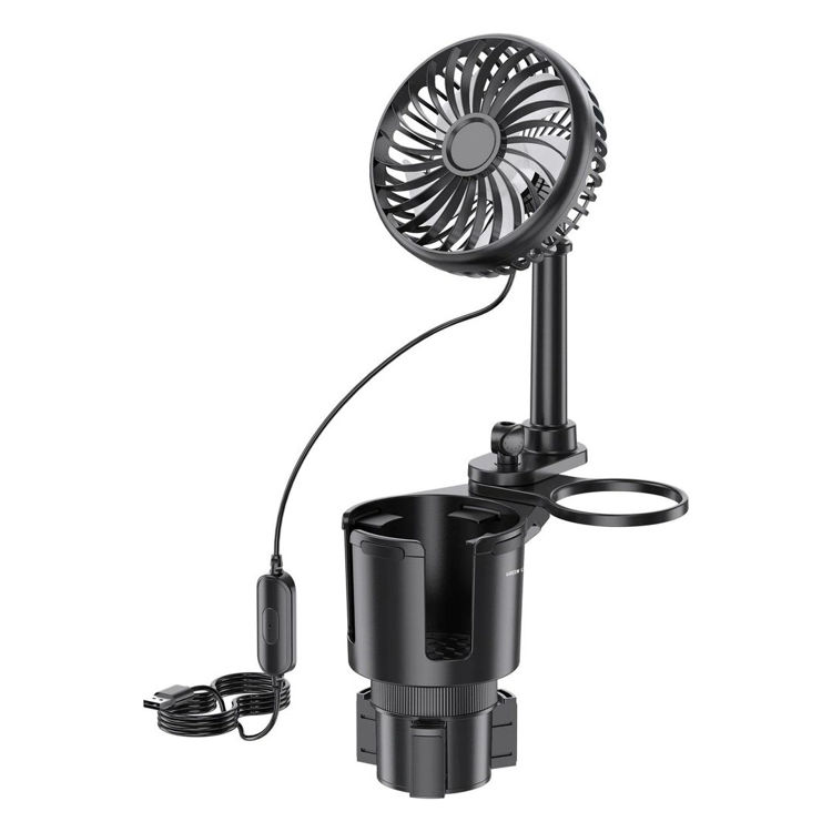 Picture of Green Lion DRIVE FAN DUO 2 in 1 Cup Holder With Car Fan - Black