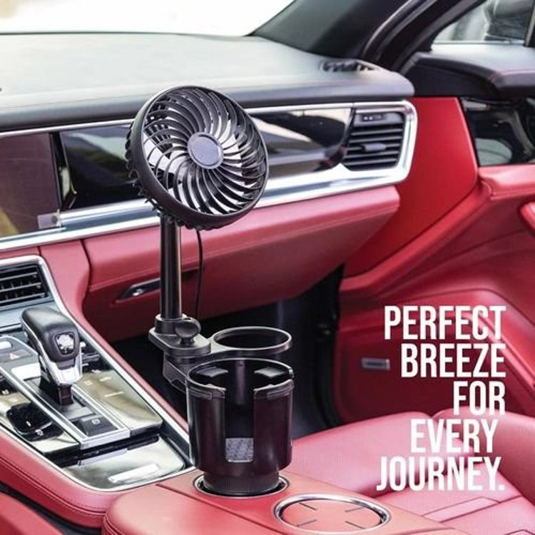 Picture of Green Lion DRIVE FAN DUO 2 in 1 Cup Holder With Car Fan - Black