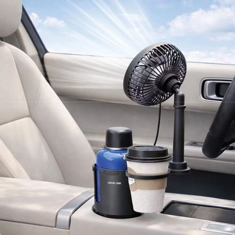 Picture of Green Lion DRIVE FAN DUO 2 in 1 Cup Holder With Car Fan - Black