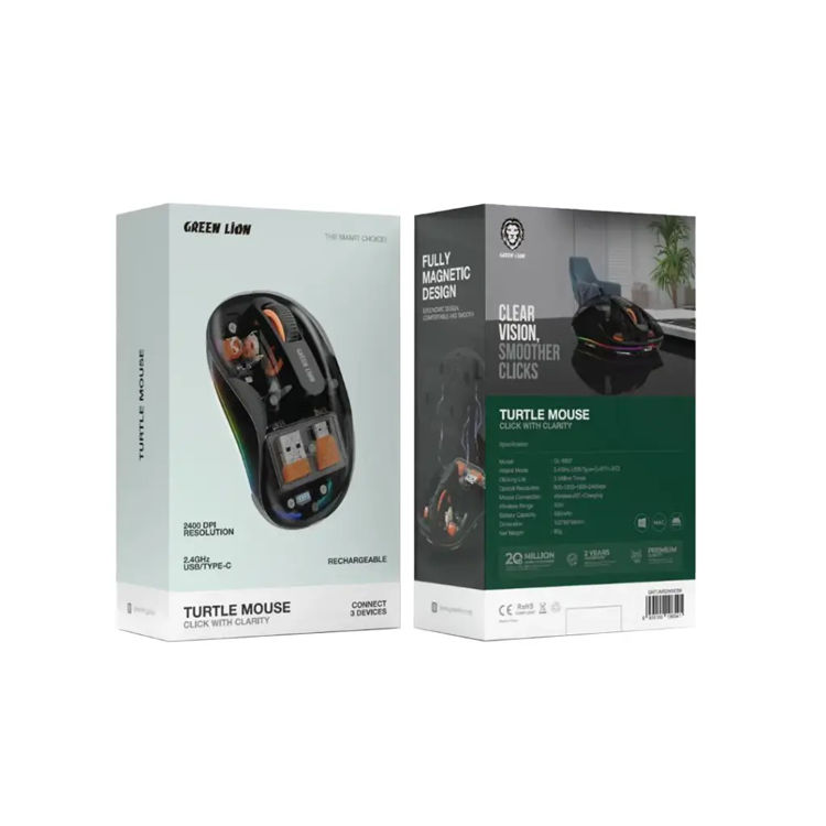 Picture of Green Lion Wireless Turtle Mouse 2400DP - Black