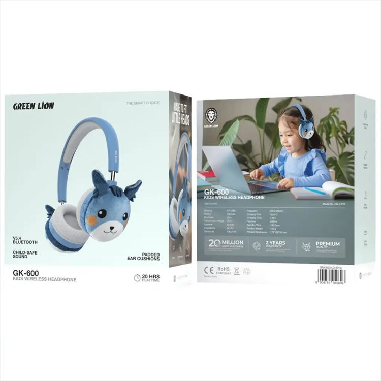 Picture of Green Lion GK-600 Kids Wireless Headphone - Blue