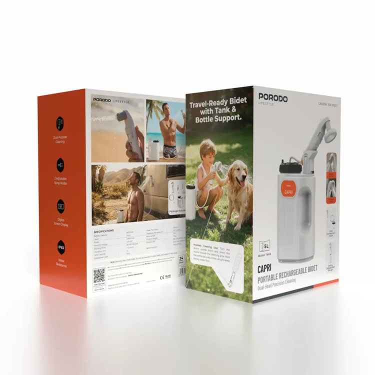 Picture of Porodo Lifestyle 55w Portable Bidet with 60min Working Time with 2 Heads & 5L Tank- W