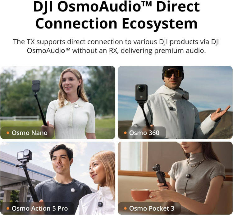 Picture of DJI Mic Mini (2 TX + 1 Mobile RX), Ultralight, Active Noise Cancelling
