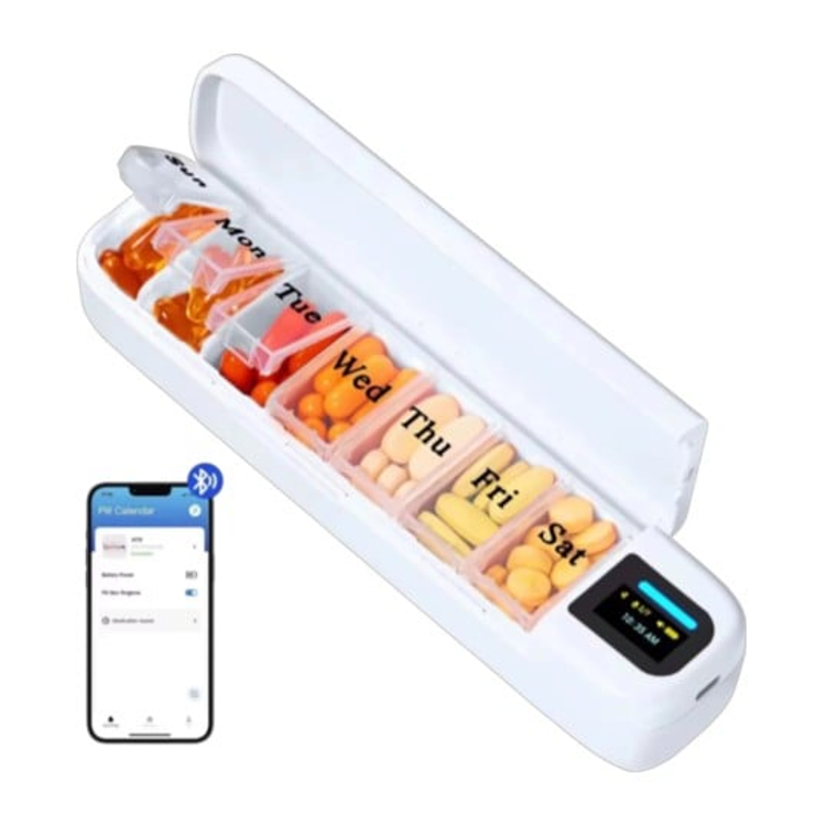 Picture of Liveon Portable Smart Pill Organizer TFT display with App and Alert - White  